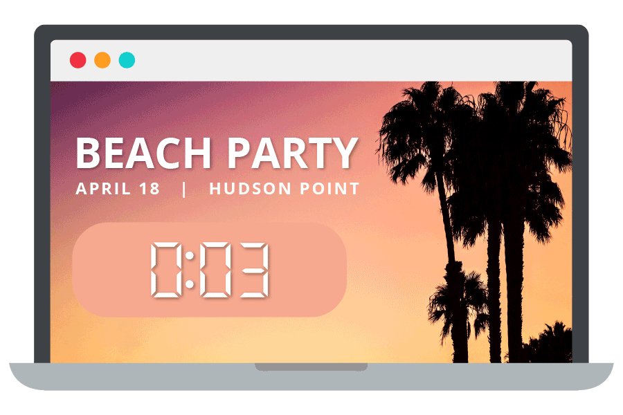 StreamTimer beach party countdown demo